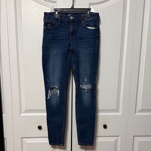Old Navy Women's Dark Wash Ripped Skinny Jeans